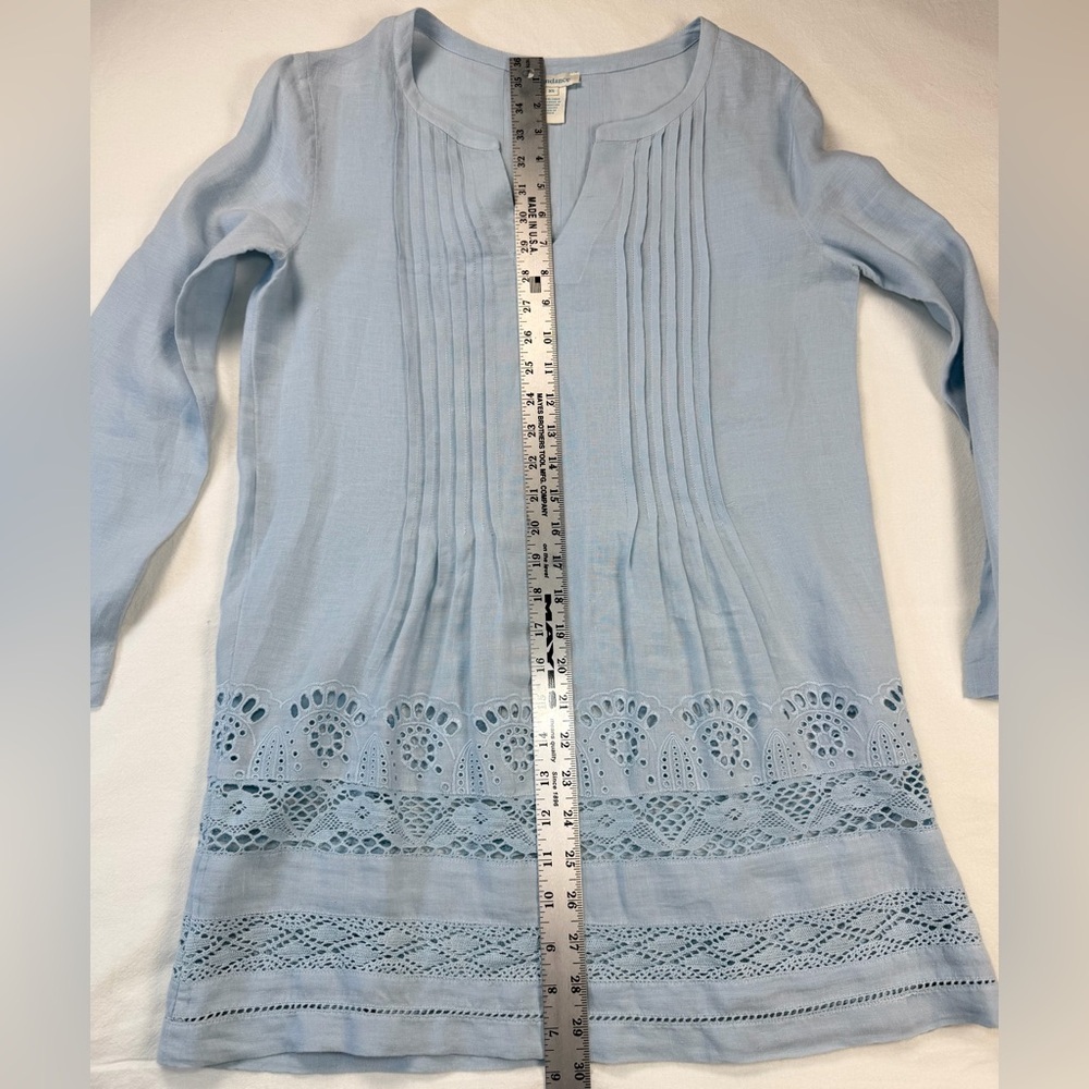 Sundance Alyssa Linen Eyelet Tunic Light Blue Size XS EUC - Picture 6 of 9